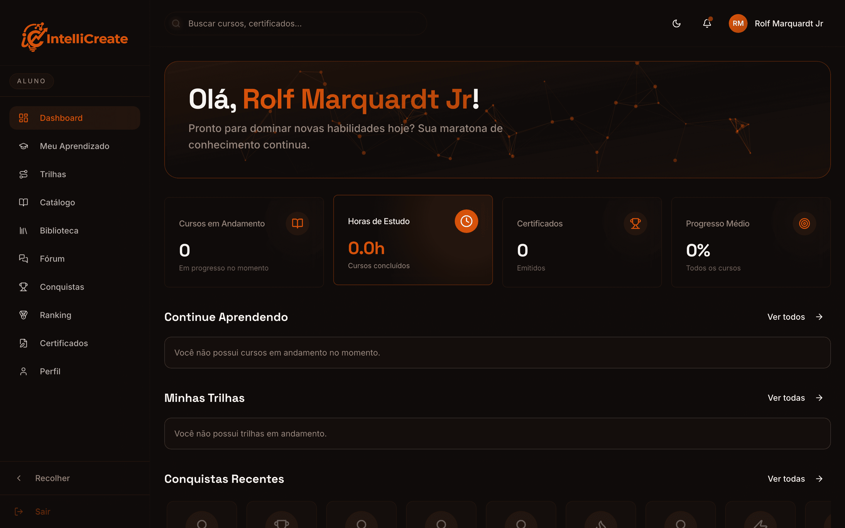 Dashboard do aluno